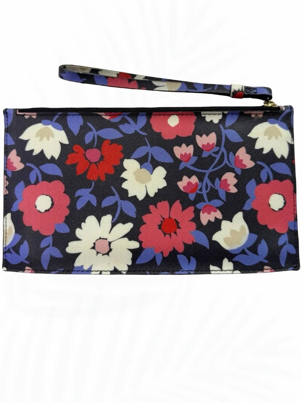 Kate Spade New York Floral Wristlet Clutch Navy Red Pink Purple